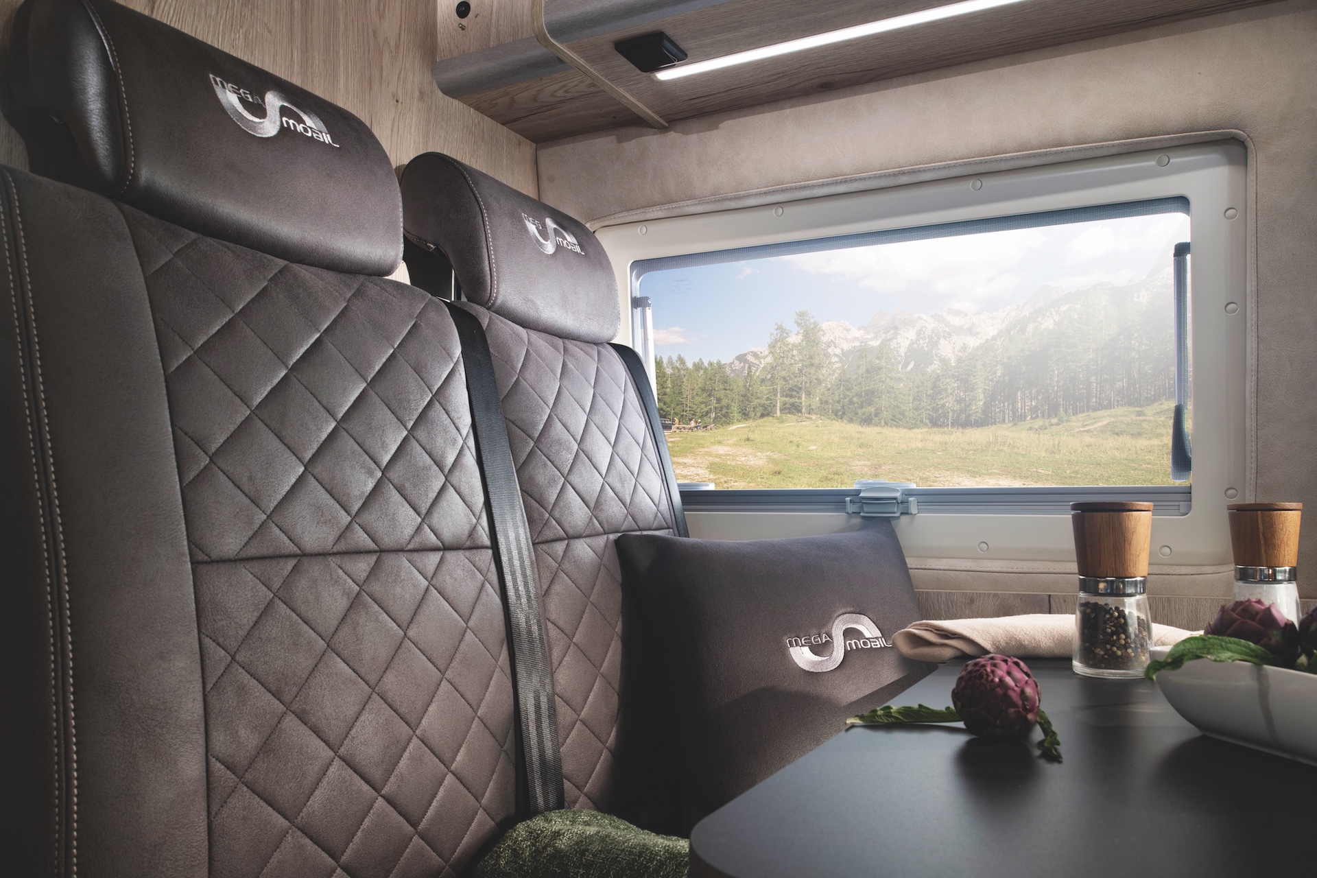 Front seats of a MegaMobil campervan 