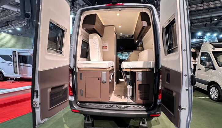 Looking through the rear doors of the Habiton HMX 6.0
