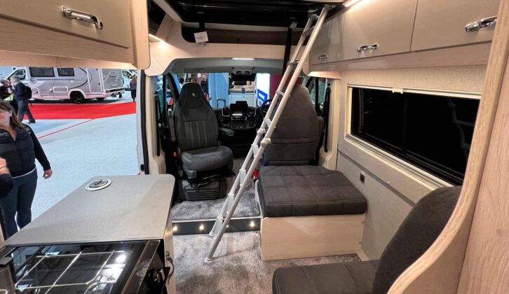 The lounge to the pop-top roof in the Auto-Sleepers Active FG635