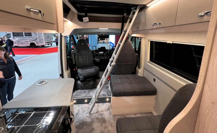 The lounge to the pop-top roof in the Auto-Sleepers Active FG635