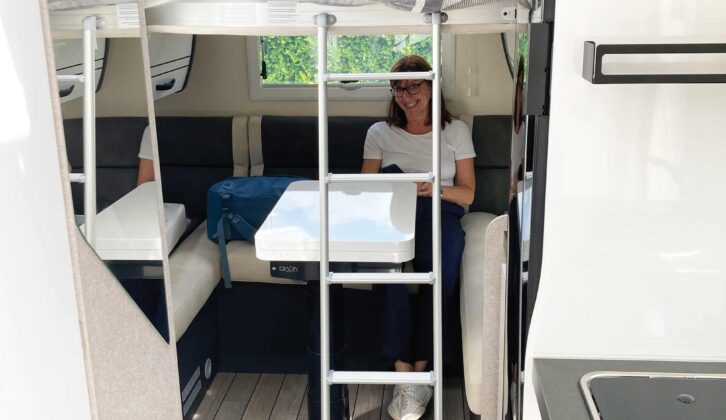 The ladder that is used to access the bed