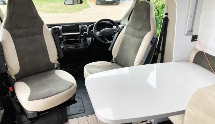 The cab seats rotated round to face the longe