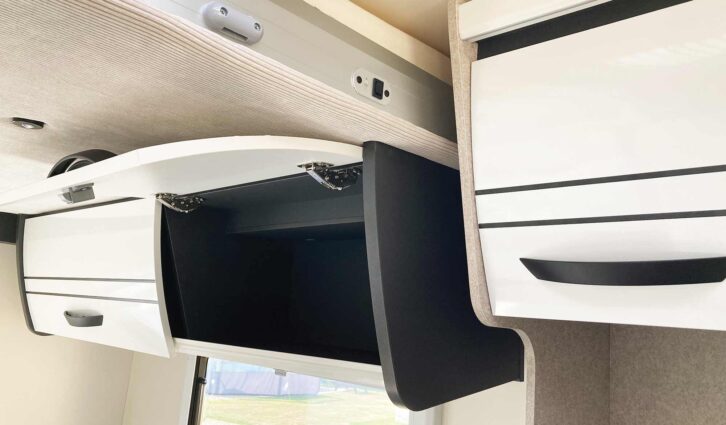 The lockers in the rear lounge