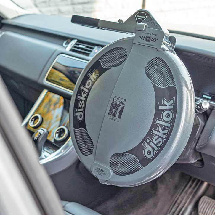 A Disklok Diamond steering wheel lock
