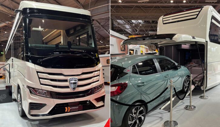 The Morelo (left) and a car being driven into the garge (right)