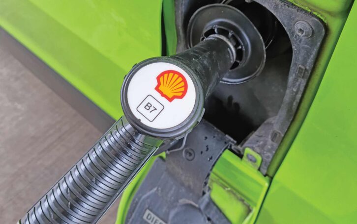 Filling up a tank with diesel