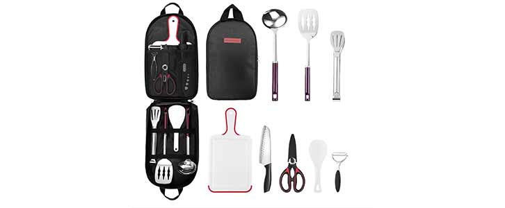 Odoland Camping Kitchen Utensil Organiser Travel Set