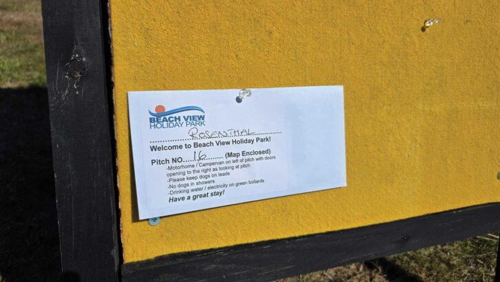 The book-in details at Beach View