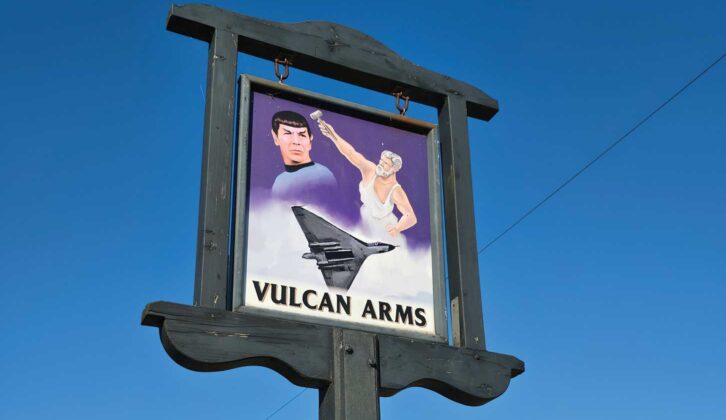 The pub sign for the Vulcan Arms