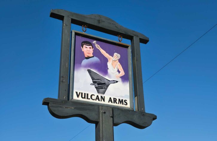 The pub sign for the Vulcan Arms