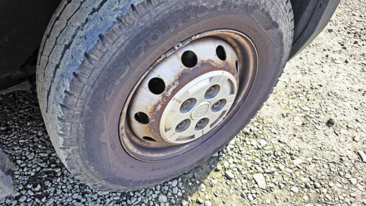 A battered wheel