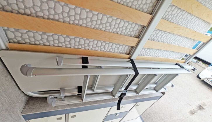 The ladder strapped away