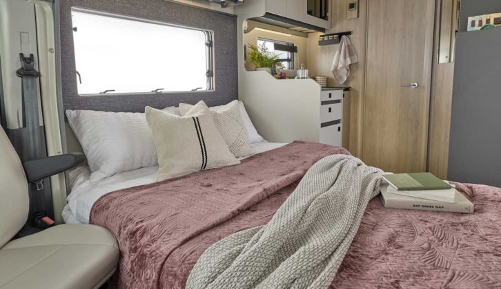 The double bed in the lounge