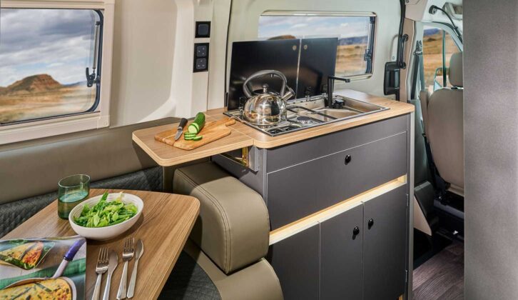 The kitchen with the extension in use