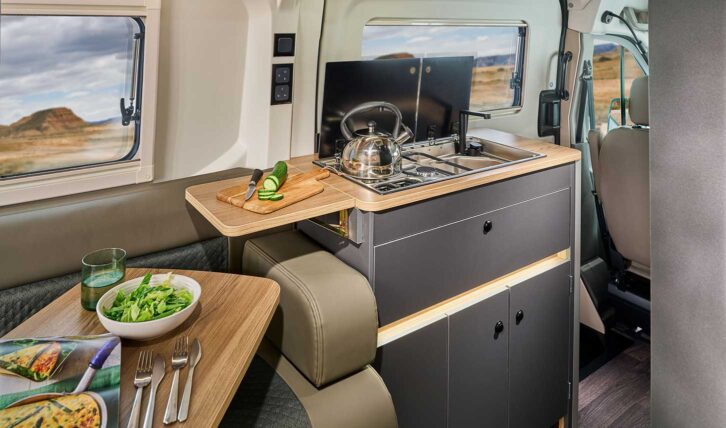 The kitchen with the extension in use