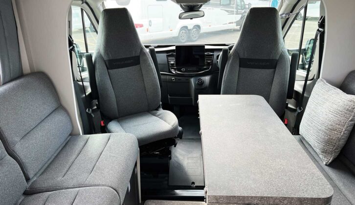 The cab seats swivelled to face the lounge