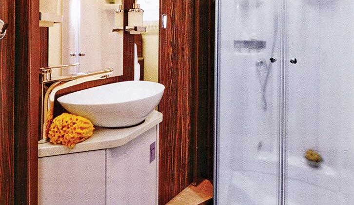 The walk-in shower cubicle