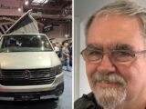 A Bilbo's campervan at the NEC Show (left) and co-founder David Latham (right)
