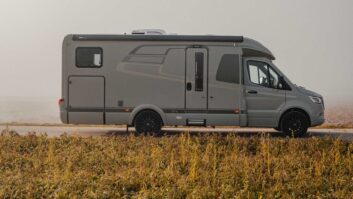 The Hymer GT-S photographed in a field