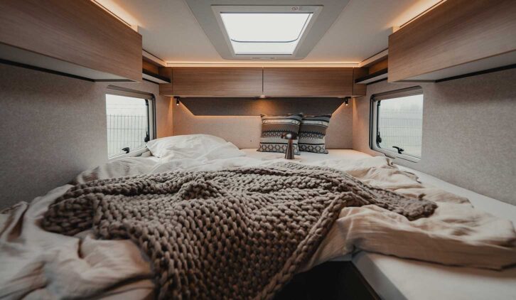 The rear beds in the Hymer GT-S