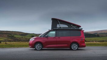 The VW Multivan Camper with its roof up