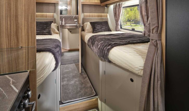 The fixed single beds in the 79-4XT.