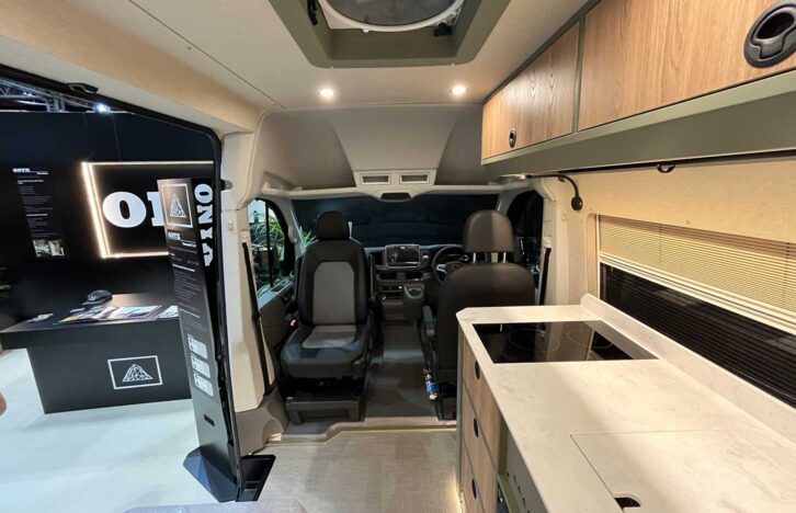 Looking down past the kitchen to the cab area