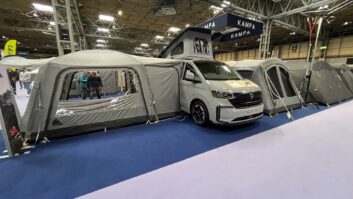 A campervan with a Kampa awning