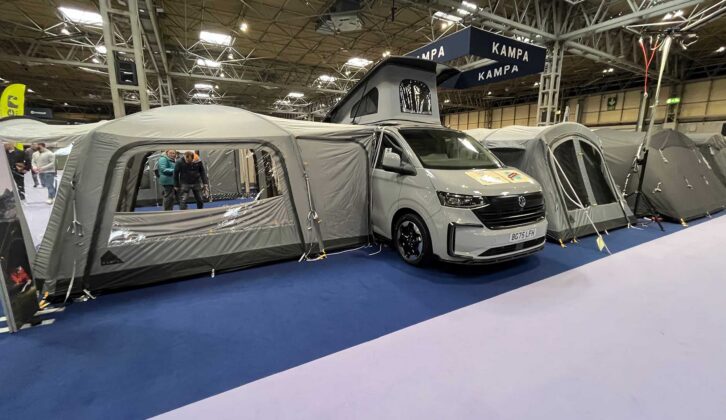 A campervan with a Kampa awning