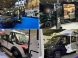 Motorhomes ad campervans on display at the Caravan, Camping and Motorhome Show