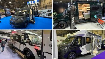 Motorhomes ad campervans on display at the Caravan, Camping and Motorhome Show