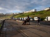 Campervans and motorhomes parked in Scarborough