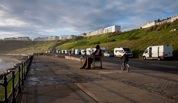 Campervans and motorhomes parked in Scarborough