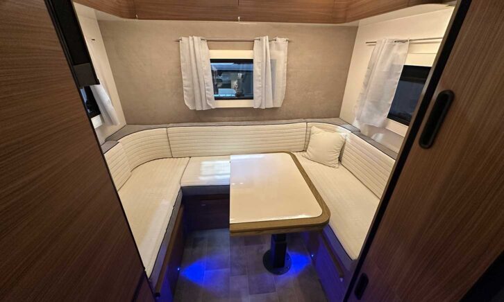 The rear lounge in the Rimor Super Brig Suite