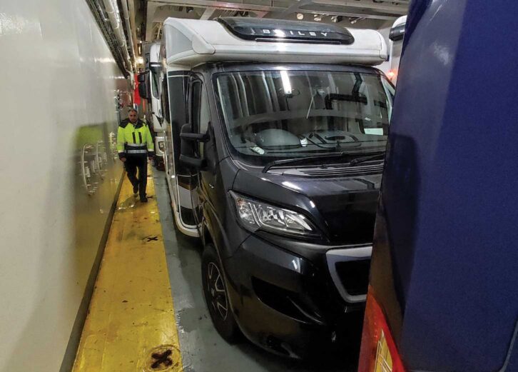 Parked up on the ferry's vehicle deck