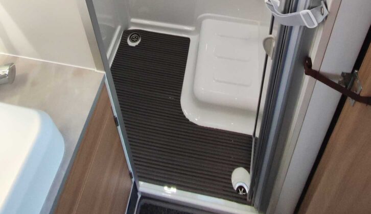 The shower tray in a Bailey Adamo