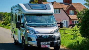 An Auto-Sleepers motorhome on a road