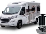A motorhome with a hydraulic levelling system