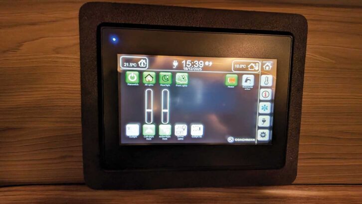 The control panel above the door