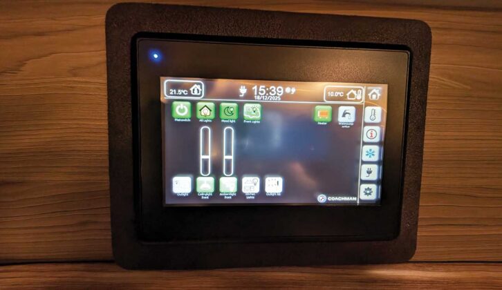 The control panel above the door