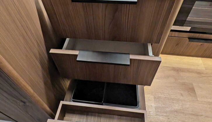 The drawers in the kitchen unit