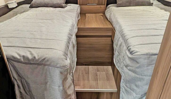 The ambient lighting above the bed