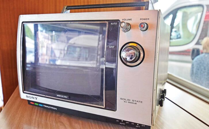 The Sony portable TV in the motorhome