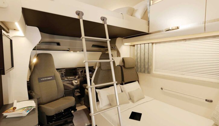 A ladder leading up to the overcab bed