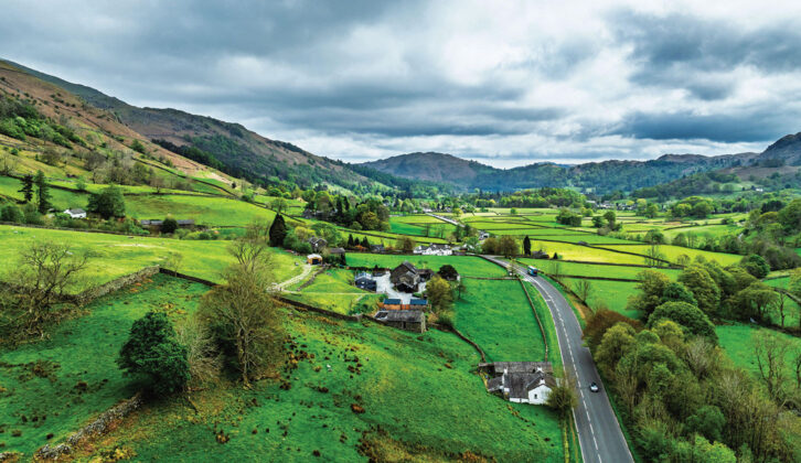 An aerial view of the A591 and the surrounding countryside