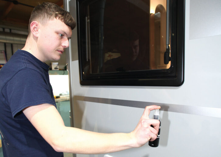 A paint protector being applied