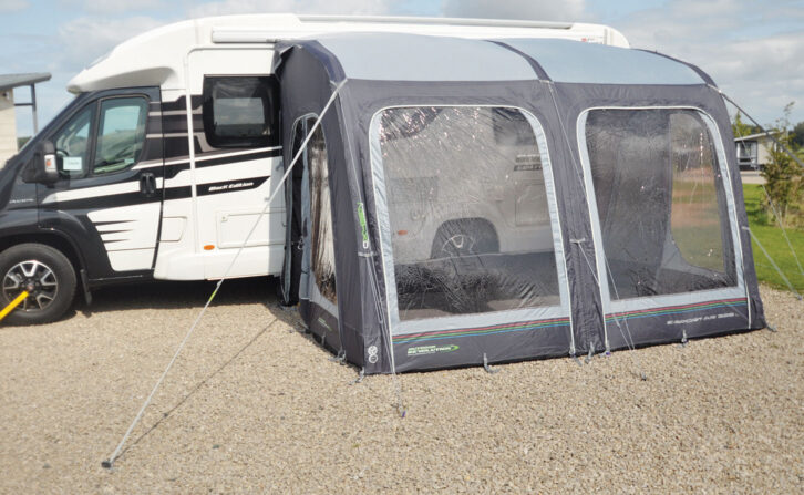 A motorhome awning on a pitch