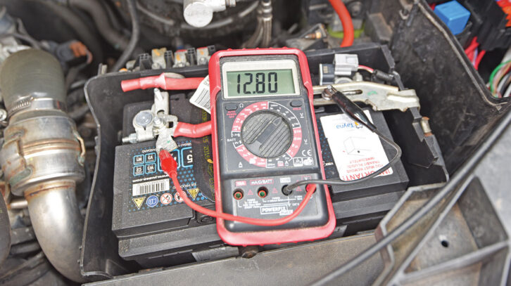 A multimeter being used