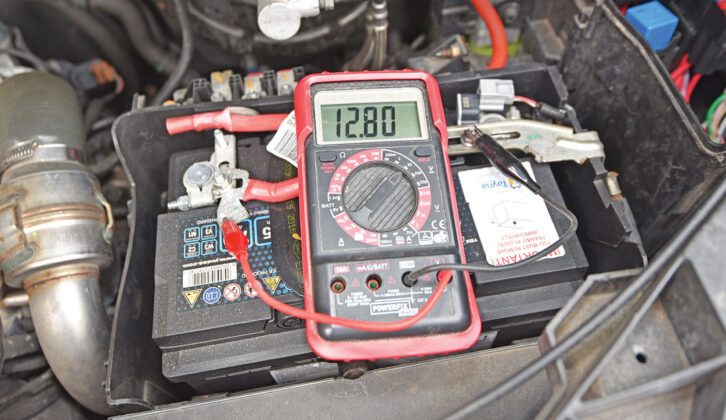 A multimeter being used