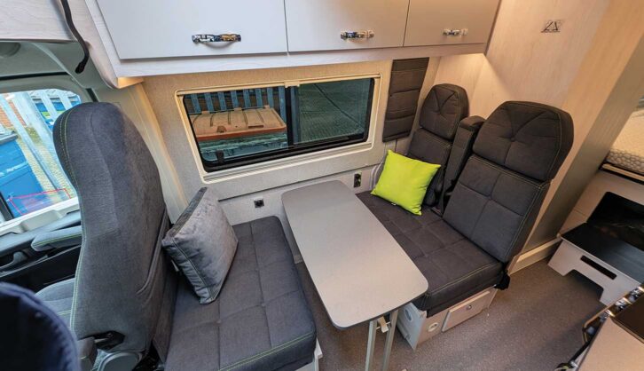 The dinette in the campervan
